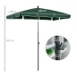 Sombrilla de Terraza de Aluminio 198x130x245 cm Parasol de Jardín Rectangular con Función de Inclinación Verde