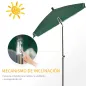 Sombrilla de Terraza de Aluminio 198x130x245 cm Parasol de Jardín Rectangular con Función de Inclinación Verde