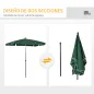 Sombrilla de Terraza de Aluminio 198x130x245 cm Parasol de Jardín Rectangular con Función de Inclinación Verde