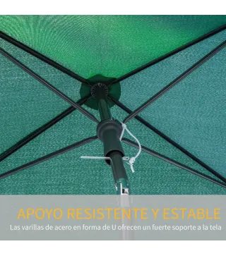 Sombrilla de Terraza de Aluminio 198x130x245 cm Parasol de Jardín Rectangular con Función de Inclinación Verde