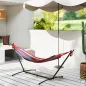Hamaca con Soporte 310x117cm para Camping con Altura Ajustable y Bolsa de Transporte Carga 120 kg Rayas Naranja y Rojo