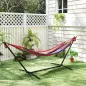 Hamaca con Soporte 310x117cm para Camping con Altura Ajustable y Bolsa de Transporte Carga 120 kg Rayas Naranja y Rojo