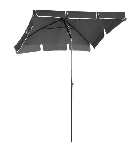 Sombrilla de Terraza de Aluminio 198x130x245 cm Parasol de Jardín Rectangular con Función de Inclinación Gris