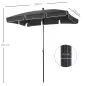 Sombrilla de Terraza de Aluminio 198x130x245 cm Parasol de Jardín Rectangular con Función de Inclinación Gris