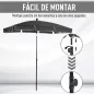 Sombrilla de Terraza de Aluminio 198x130x245 cm Parasol de Jardín Rectangular con Función de Inclinación Gris