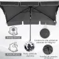 Sombrilla de Terraza de Aluminio 198x130x245 cm Parasol de Jardín Rectangular con Función de Inclinación Gris