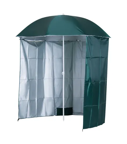 Parasol para Terraza con Panel Lateral Ø220x220 cm con Apertura Manual 8 Varillas de Acero y Bolsa de Transporte Verde