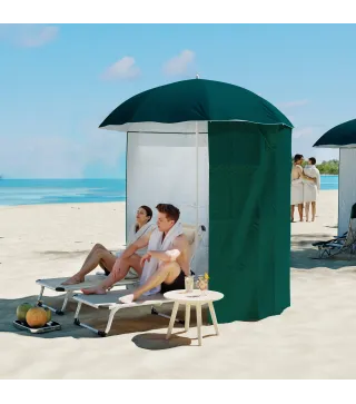 Parasol para Terraza con Panel Lateral Ø220x220 cm con Apertura Manual 8 Varillas de Acero y Bolsa de Transporte Verde