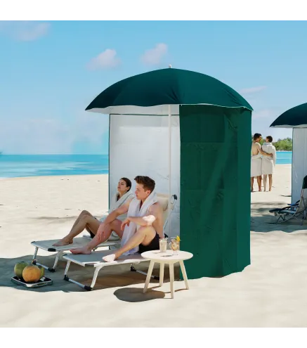 Parasol para Terraza con Panel Lateral Ø220x220 cm con Apertura Manual 8 Varillas de Acero y Bolsa de Transporte Verde