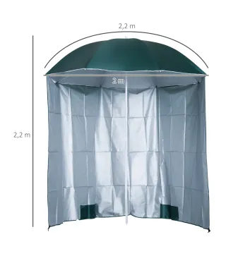 Parasol para Terraza con Panel Lateral Ø220x220 cm con Apertura Manual 8 Varillas de Acero y Bolsa de Transporte Verde