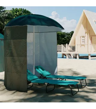 Parasol para Terraza con Panel Lateral Ø220x220 cm con Apertura Manual 8 Varillas de Acero y Bolsa de Transporte Verde