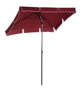 Sombrilla de Terraza de Aluminio 198x130x245 cm Parasol de Jardín Rectangular con Función de Inclinación Rojo Vino