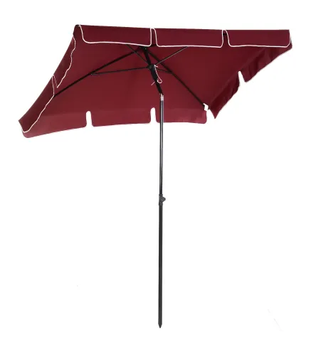 Sombrilla de Terraza de Aluminio 198x130x245 cm Parasol de Jardín Rectangular con Función de Inclinación Rojo Vino