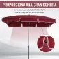 Sombrilla de Terraza de Aluminio 198x130x245 cm Parasol de Jardín Rectangular con Función de Inclinación Rojo Vino