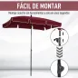 Sombrilla de Terraza de Aluminio 198x130x245 cm Parasol de Jardín Rectangular con Función de Inclinación Rojo Vino