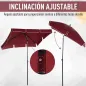 Sombrilla de Terraza de Aluminio 198x130x245 cm Parasol de Jardín Rectangular con Función de Inclinación Rojo Vino