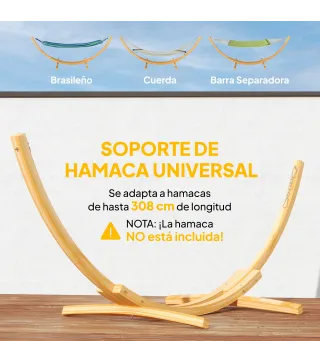 Soporte para Hamaca de Madera 325x120x118 cm Estructura para Hamaca Carga Máx. 120 kg para Jardín Terraza Interiores y Exteriore