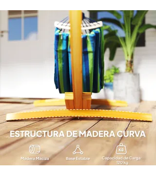Soporte para Hamaca de Madera 325x120x118 cm Estructura para Hamaca Carga Máx. 120 kg para Jardín Terraza Interiores y Exteriore