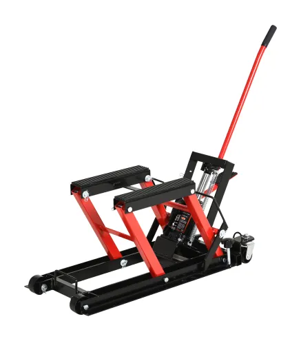 Gato Hidráulico de Motocicletas Soporte 680 kg Elevador ATV para Garaje Pista Altura Ajustable 24-36 cm con Plataforma Almohadil