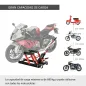 Gato Hidráulico de Motocicletas Soporte 680 kg Elevador ATV para Garaje Pista Altura Ajustable 24-36 cm con Plataforma Almohadil