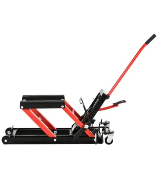 Gato Hidráulico de Motocicletas Soporte 680 kg Elevador ATV para Garaje Pista Altura Ajustable 24-36 cm con Plataforma Almohadil