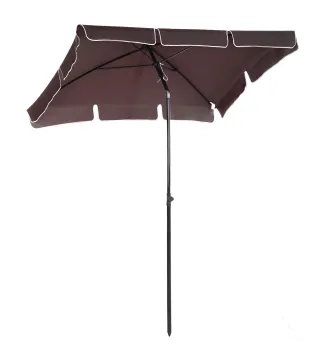 Sombrilla de Terraza de Aluminio 198x130x245 cm Parasol de Jardín Rectangular con Función de Inclinación Café