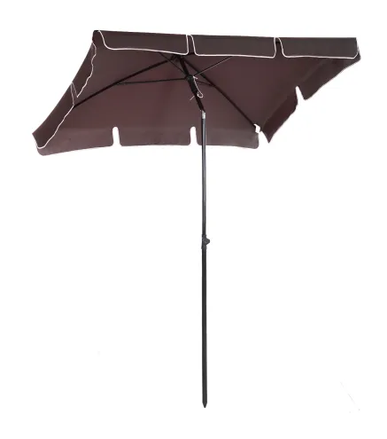 Sombrilla de Terraza de Aluminio 198x130x245 cm Parasol de Jardín Rectangular con Función de Inclinación Café