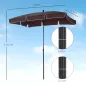 Sombrilla de Terraza de Aluminio 198x130x245 cm Parasol de Jardín Rectangular con Función de Inclinación Café