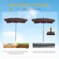 Sombrilla de Terraza de Aluminio 198x130x245 cm Parasol de Jardín Rectangular con Función de Inclinación Café