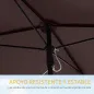 Sombrilla de Terraza de Aluminio 198x130x245 cm Parasol de Jardín Rectangular con Función de Inclinación Café