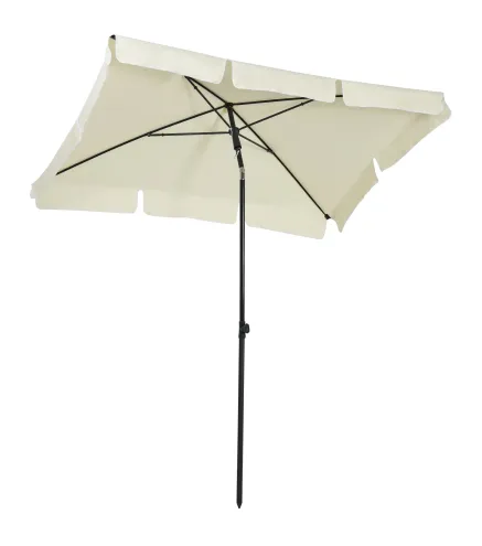 Sombrilla de Terraza de Aluminio 198x130x245 cm Parasol de Jardín Rectangular con Función de Inclinación Beige
