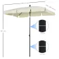 Sombrilla de Terraza de Aluminio 198x130x245 cm Parasol de Jardín Rectangular con Función de Inclinación Beige