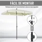 Sombrilla de Terraza de Aluminio 198x130x245 cm Parasol de Jardín Rectangular con Función de Inclinación Beige