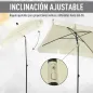Sombrilla de Terraza de Aluminio 198x130x245 cm Parasol de Jardín Rectangular con Función de Inclinación Beige