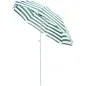 Sombrilla de Playa Ø180 cm con Techo Inclinable y Poste de Metal Protección Solar para Jardín Terraza Exterior Rayas Verde y Bla