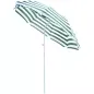Sombrilla de Playa Ø180 cm con Techo Inclinable y Poste de Metal Protección Solar para Jardín Terraza Exterior Rayas Verde y Bla