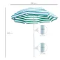 Sombrilla de Playa Ø180 cm con Techo Inclinable y Poste de Metal Protección Solar para Jardín Terraza Exterior Rayas Verde y Bla