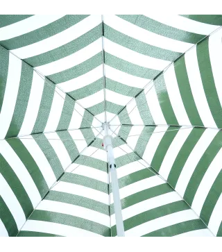 Sombrilla de Playa Ø180 cm con Techo Inclinable y Poste de Metal Protección Solar para Jardín Terraza Exterior Rayas Verde y Bla