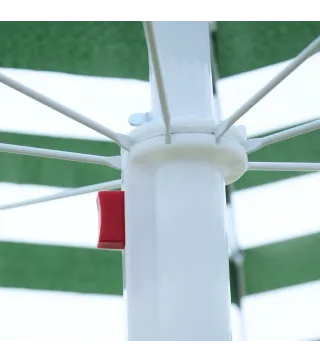 Sombrilla de Playa Ø180 cm con Techo Inclinable y Poste de Metal Protección Solar para Jardín Terraza Exterior Rayas Verde y Bla