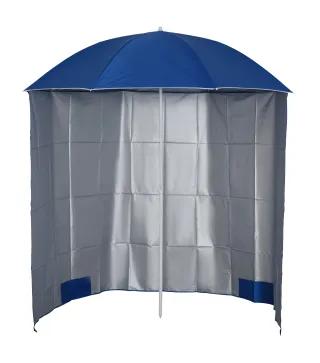 Parasol para Terraza con Panel Lateral Ø220x220 cm con Apertura Manual 8 Varillas de Acero y Bolsa de Transporte Azul
