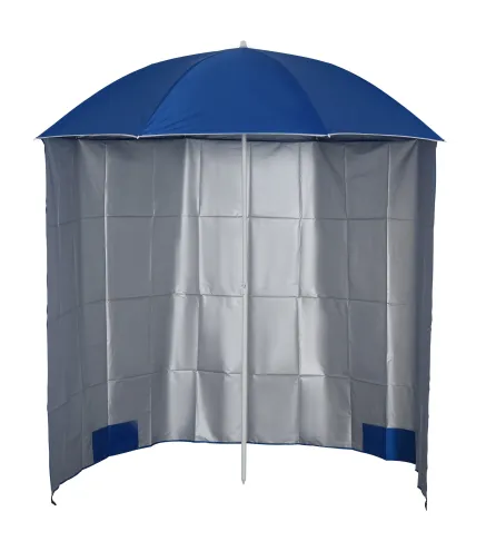 Parasol para Terraza con Panel Lateral Ø220x220 cm con Apertura Manual 8 Varillas de Acero y Bolsa de Transporte Azul