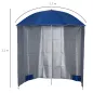 Parasol para Terraza con Panel Lateral Ø220x220 cm con Apertura Manual 8 Varillas de Acero y Bolsa de Transporte Azul