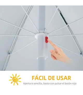 Parasol para Terraza con Panel Lateral Ø220x220 cm con Apertura Manual 8 Varillas de Acero y Bolsa de Transporte Azul