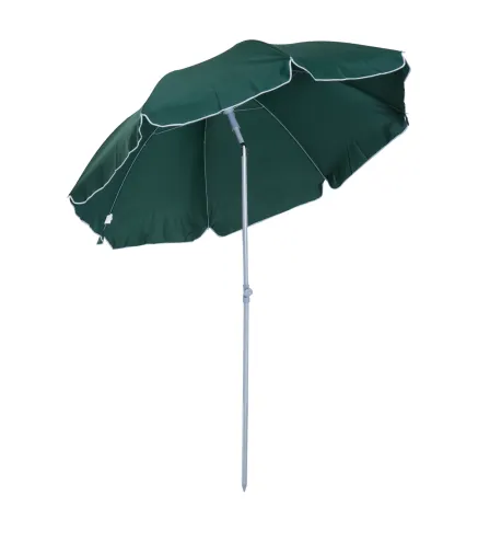 Sombrilla de Playa Diámetro de Ø202 cm con Techo Inclinable Poste Desmontable y Pincho Inferior para Jardín Verde