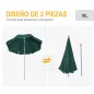 Sombrilla de Playa Diámetro de Ø202 cm con Techo Inclinable Poste Desmontable y Pincho Inferior para Jardín Verde