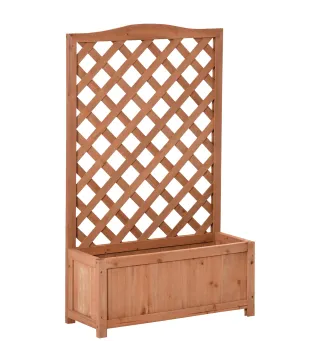 Macetero con Soporte para Trepadora Cultivos Plantas Flores para Terraza Jardín Exterior 70x28x117 cm Marrón