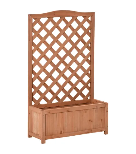 Macetero con Soporte para Trepadora Cultivos Plantas Flores para Terraza Jardín Exterior 70x28x117 cm Marrón