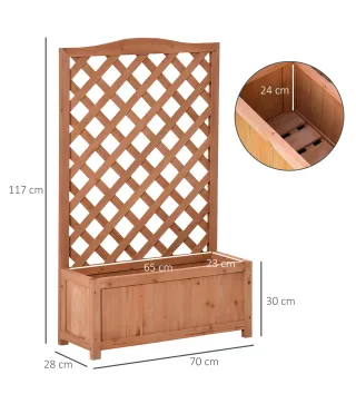 Macetero con Soporte para Trepadora Cultivos Plantas Flores para Terraza Jardín Exterior 70x28x117 cm Marrón