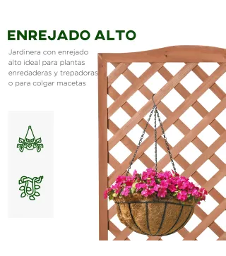 Macetero con Soporte para Trepadora Cultivos Plantas Flores para Terraza Jardín Exterior 70x28x117 cm Marrón