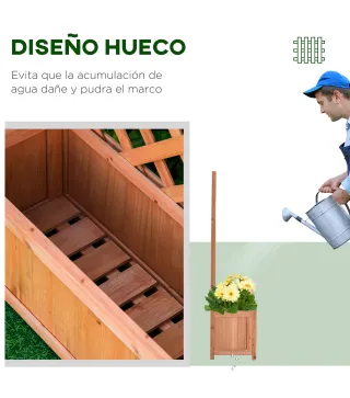 Macetero con Soporte para Trepadora Cultivos Plantas Flores para Terraza Jardín Exterior 70x28x117 cm Marrón